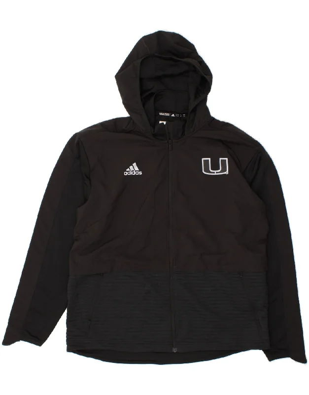 ADIDAS Mens Hooded Rain Jacket UK 40 Large Black Polyester