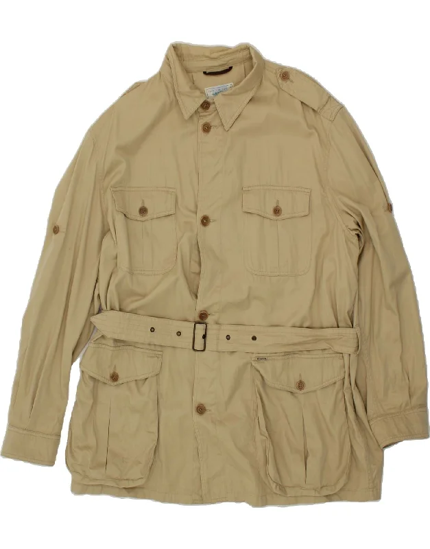 BERETTA Mens Military Jacket UK 46 3XL Beige Cotton