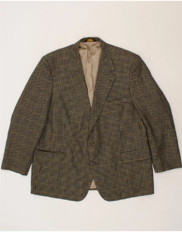 BROOKS BROTHERS Mens 2 Button Blazer Jacket EU 48 4XL Green Houndstooth