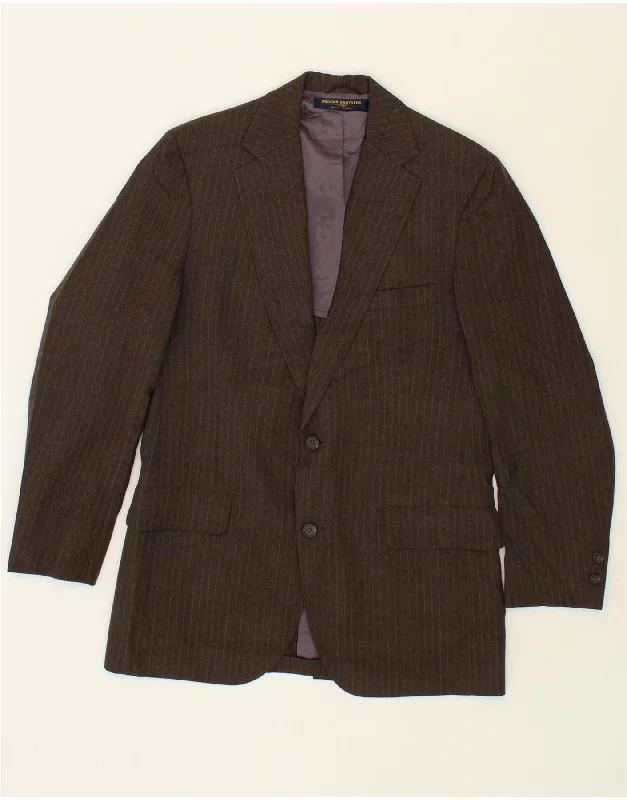 BROOKS BROTHERS Mens 346 2 Button Blazer Jacket IT 46 Small Brown Striped