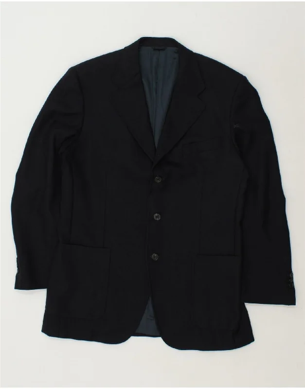 BURBERRY Mens 3 Button Blazer Jacket IT 52 XL Navy Blue Wool