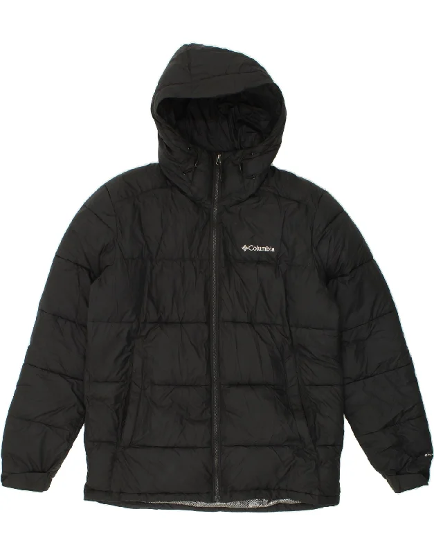 COLUMBIA Mens Omni-Heat Hooded Padded Jacket UK 40 Large Black Polyester