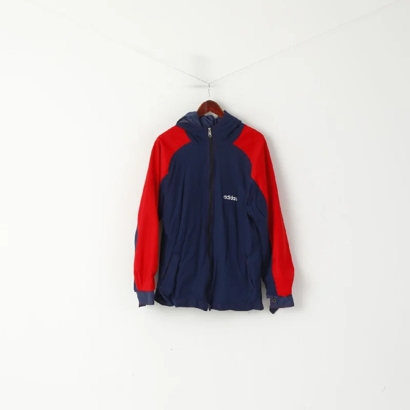 Adidas Men M Jacket Navy Vintage Red Double Sided Hooded Lightweight Top