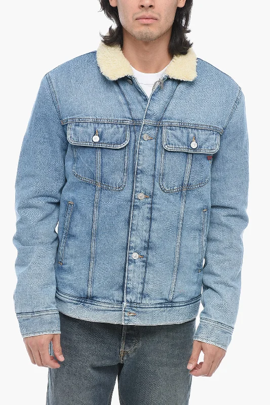 Diesel Denim D-BARCY Padded Jacket with Eco Fur Collar