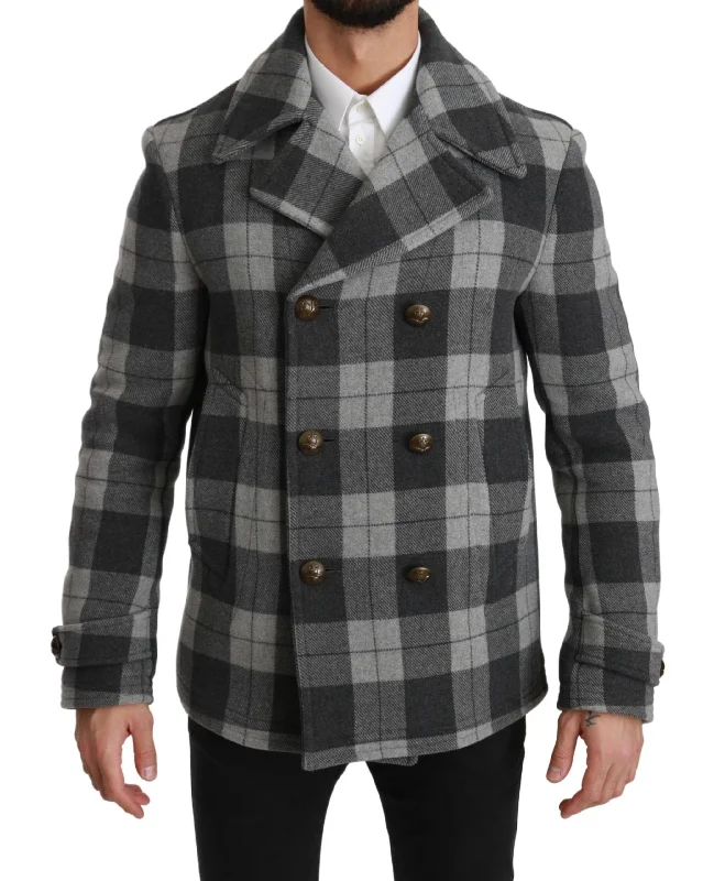 Dolce & Gabbana  Check Wool Cashmere Coat Men's Jacket