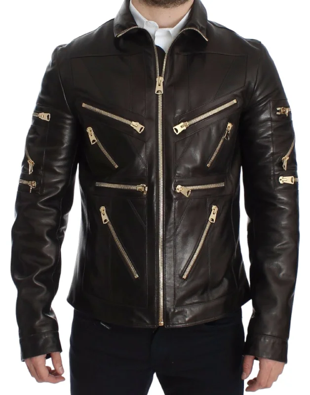 Dolce & Gabbana Elegant  -Detailed Leather Men's Jacket