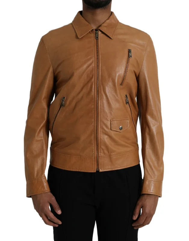 Dolce & Gabbana  Lamb Leather Full Zip Blouson Men's Jacket