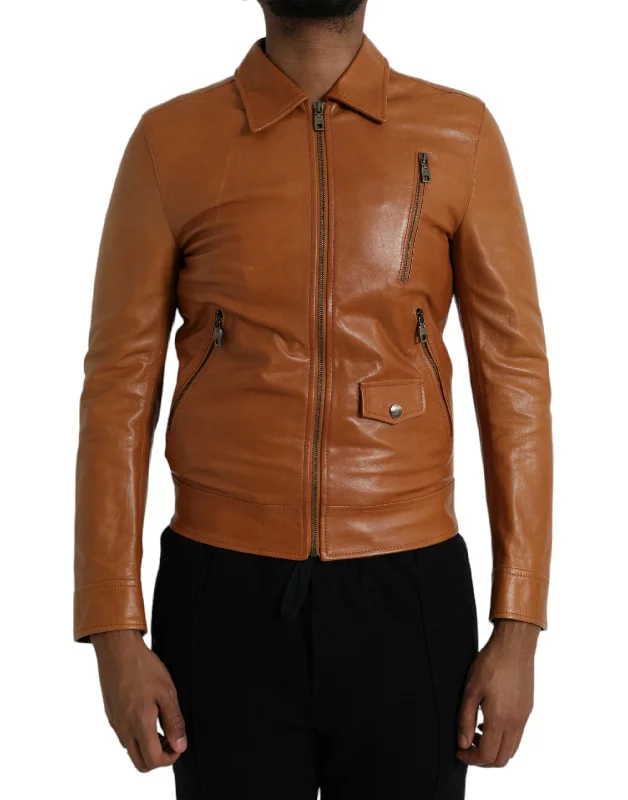 Dolce & Gabbana  Lamb Leather Full Zip Blouson Men's Jacket