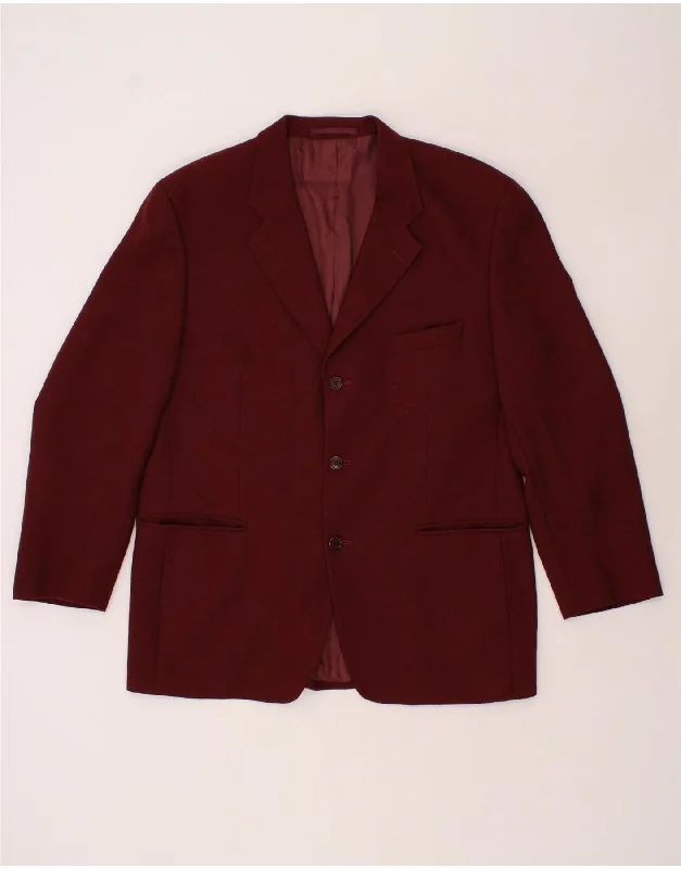 DOUGLAS Mens 3 Button Blazer Jacket IT 54 2XL  Burgundy New Wool