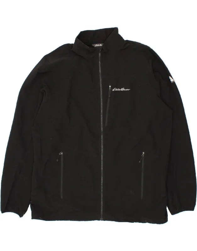 EDDIE BAUER Mens Rain Jacket UK 44 2XL Black Polyester