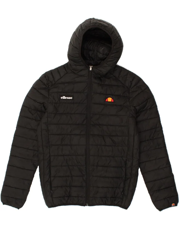 ELLESSE Mens Hooded Padded Jacket UK 36 Small Black Polyester