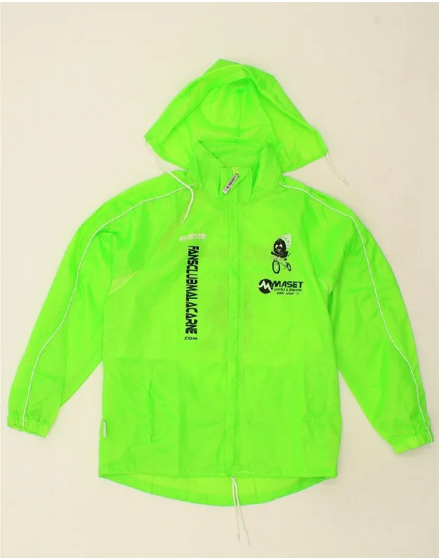 ERREA Mens Graphic Hooded Rain Jacket UK 36 Small Green Polyester