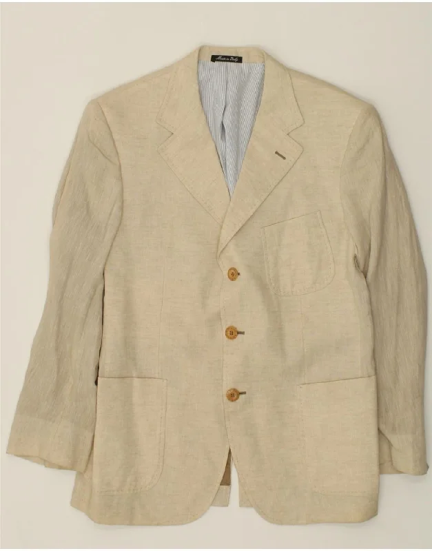 HARMONT & BLAINE Mens 3 Button Blazer Jacket IT 50 Large Beige Cotton