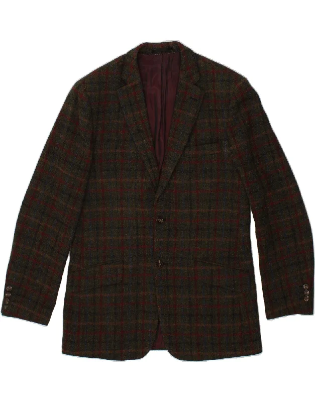 HARRIS TWEED Mens 2 Button Blazer Jacket UK 40 Large Green Check