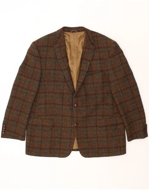 HARRIS TWEED Mens Mario Barutti 2 Button Blazer Jacket UK 48 4XL Brown