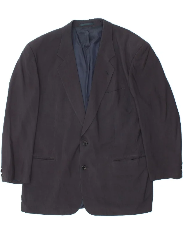 HUGO BOSS Mens 2 Button Blazer Jacket IT 54 2XL Navy Blue Silk