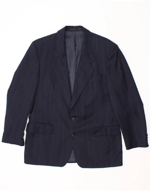 HUGO BOSS Mens 2 Button Blazer Jacket UK 40 Large Navy Blue Pinstripe