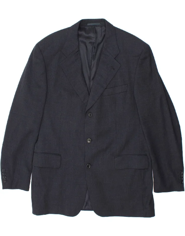 HUGO BOSS Mens Super 100 3 Button Blazer Jacket IT 54 2XL Navy Blue