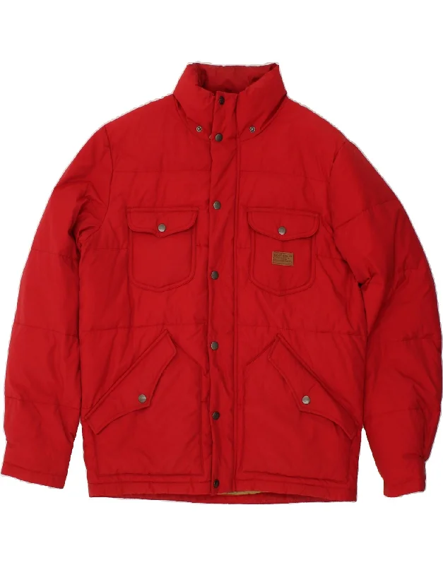 LEE Mens Padded Jacket UK 38 Medium Red Cotton