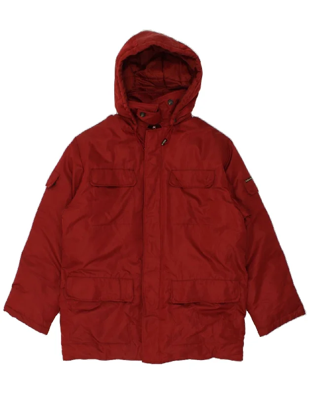 MARLBORO CLASSICS Mens Hooded Padded Jacket UK 40 Large Red Nylon