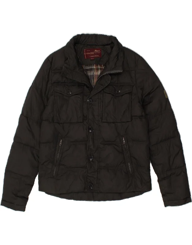 MARLBORO CLASSICS Mens Padded Jacket UK 38 Medium Black Polyamide