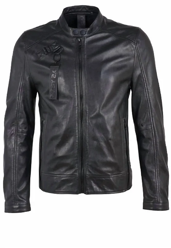 Men's Leather Jacket In Black