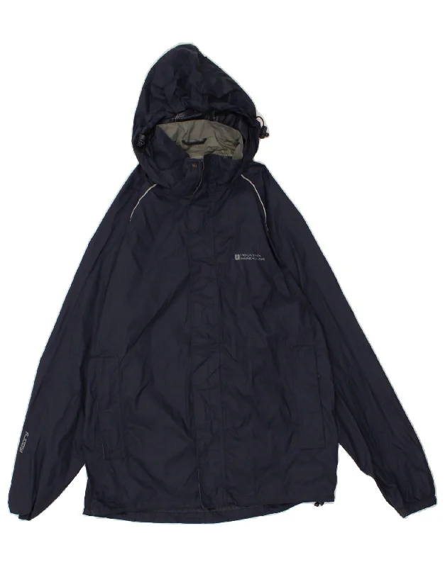 MOUNTAIN WAREHOUSE Mens Hooded Rain Jacket UK 36 Small Navy Blue Nylon