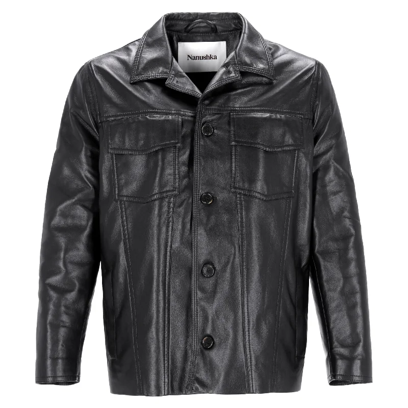 Nanushka Cody Jacket in Black Regenerated Leather