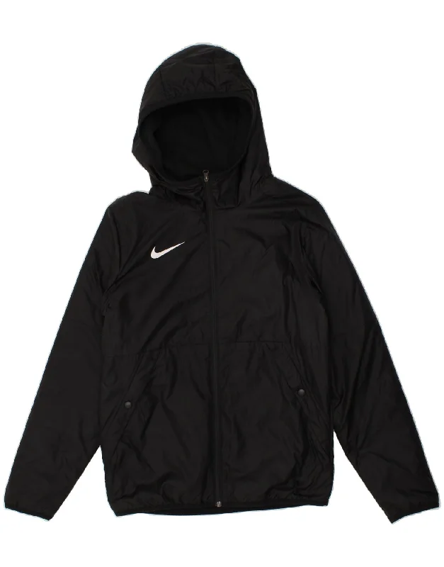 NIKE Mens Hooded Rain Jacket UK 36 Small Black Polyester