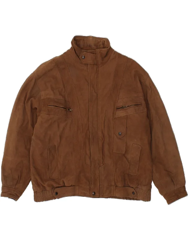 SARDAR Mens Leather Jacket UK 44 2XL Brown