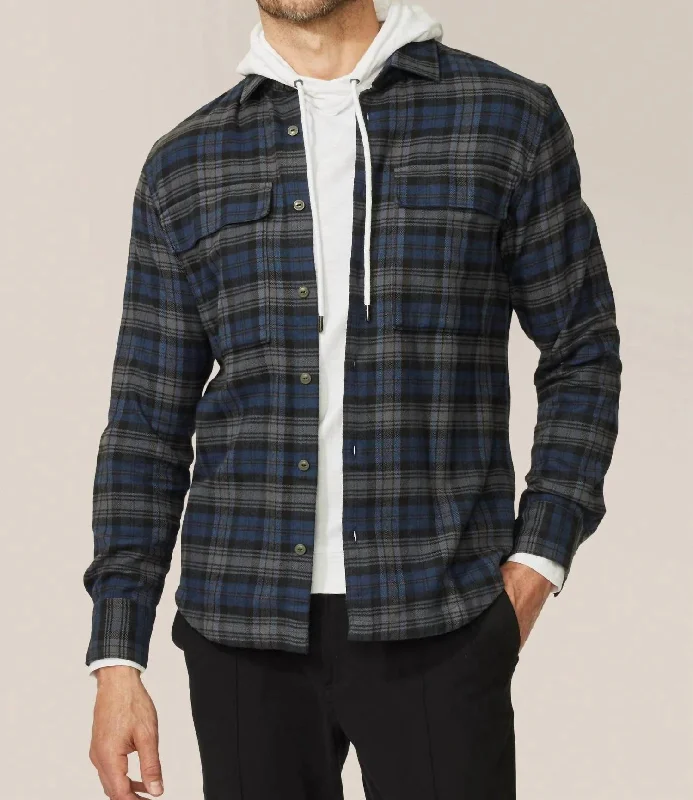 Stadium Shirt Jacket In Black London Plaid