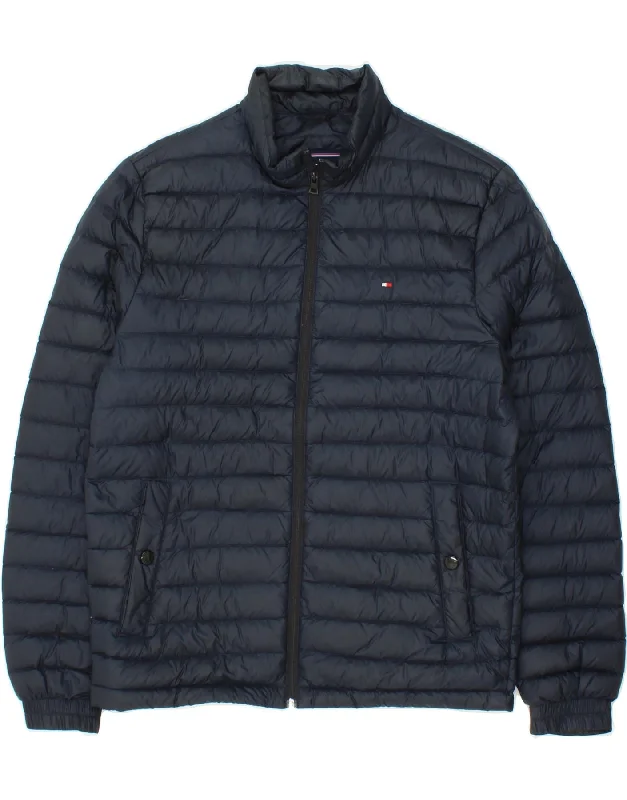 TOMMY HILFIGER Mens Padded Jacket UK 38 Medium Navy Blue Polyamide