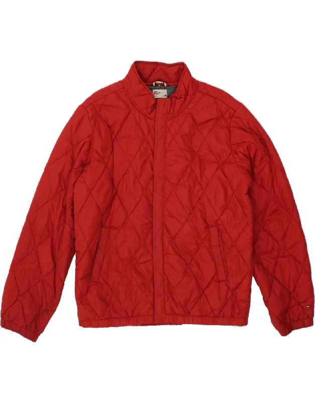 TOMMY HILFIGER Mens Quilted Jacket UK 40 Large Red Nylon