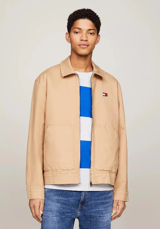 Tommy Jeans Logo Embroidery Trucker Jacket, Tawny Sand