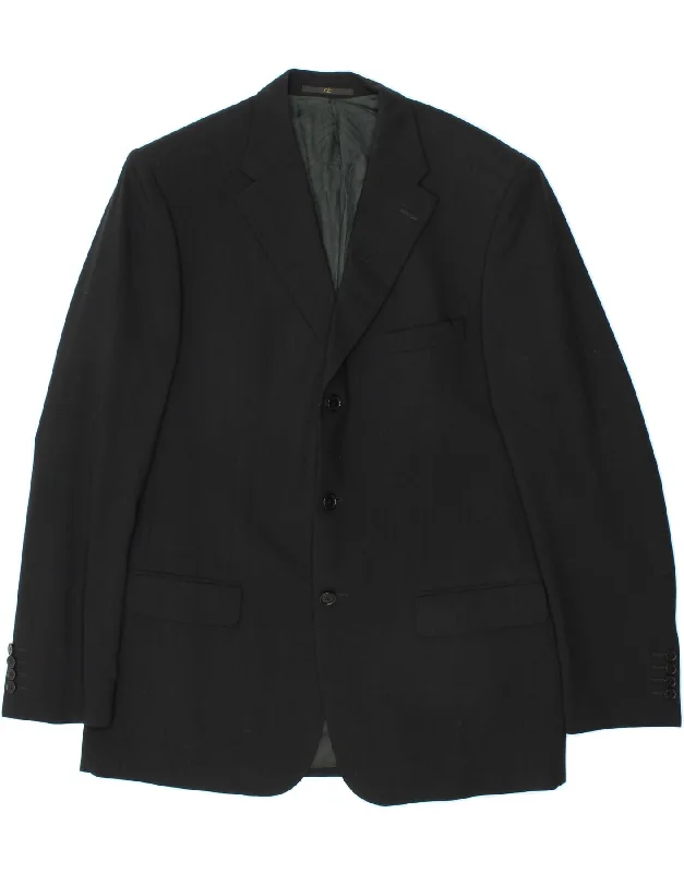 VALENTINO Mens 3 Button Blazer Jacket IT 52 XL Black Merino Wool