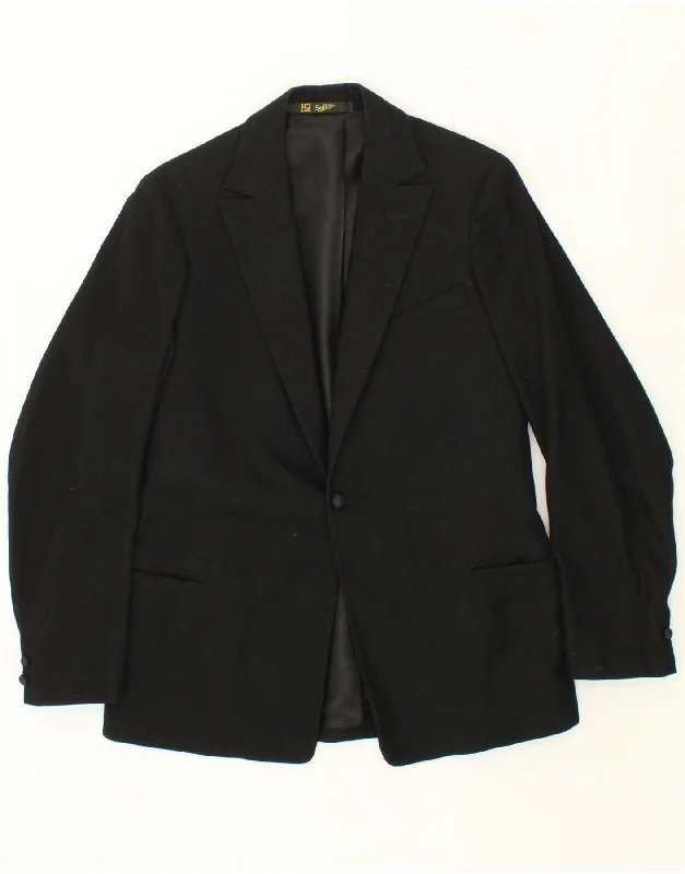 VINTAGE Mens 1 Button Blazer Jacket UK 36 Small Black