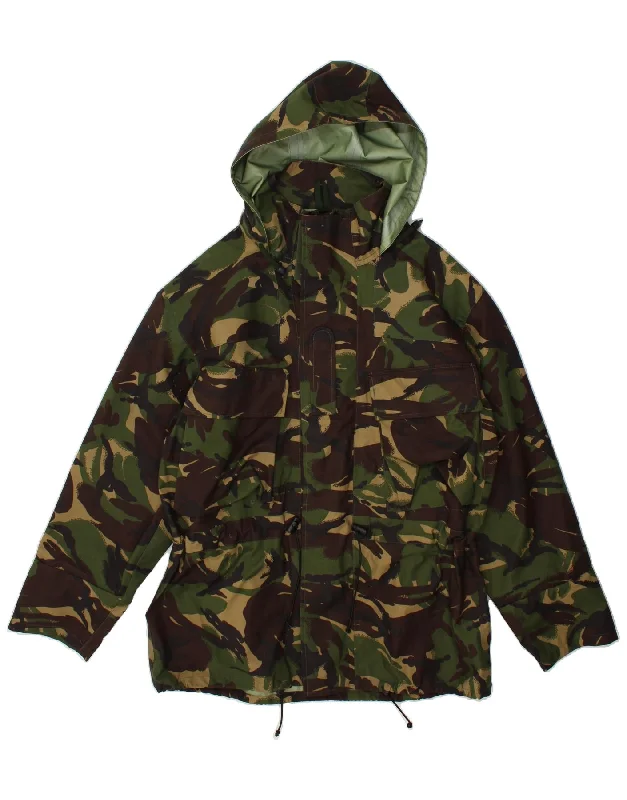 VINTAGE Mens Hooded Rain Jacket UK 42 XL Green Camouflage