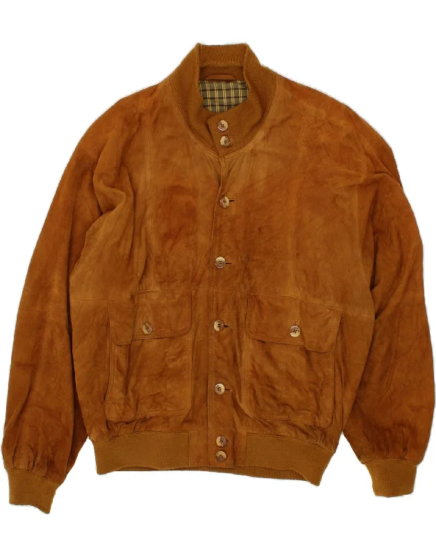 VINTAGE Mens Suede Bomber Jacket UK 42 XL Brown