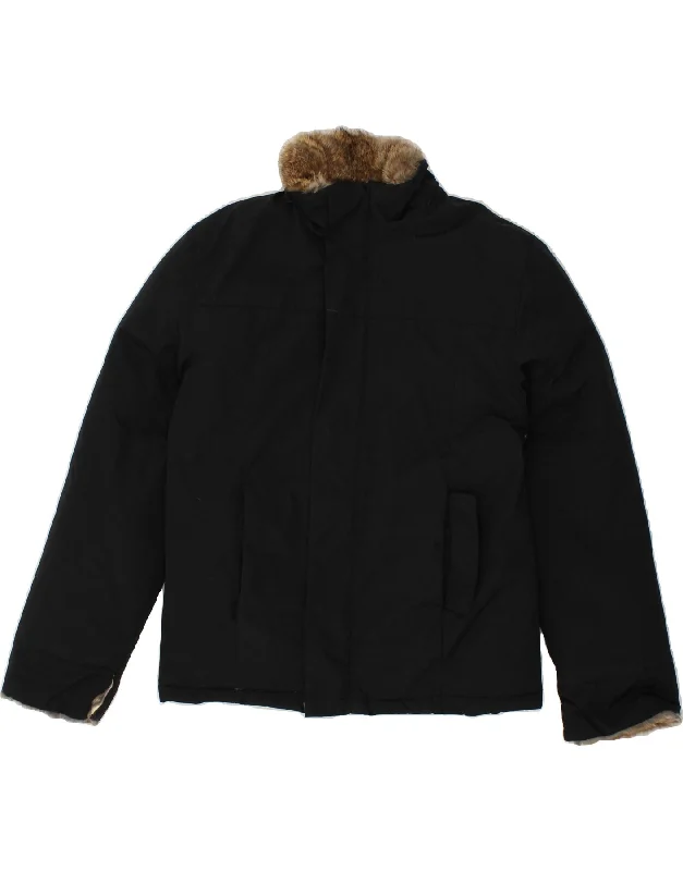 WOOLRICH Mens Padded Jacket UK 38 Medium Black Cotton