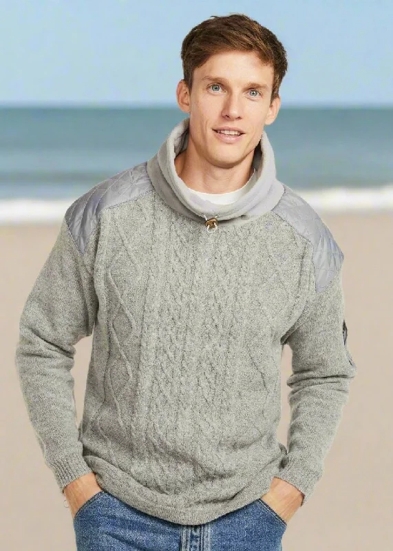 Aran Diamond Knit Sweater | Grey