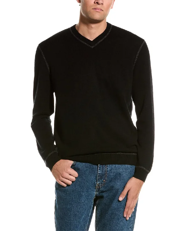 Autumn Cashmere Coverstitch Cashmere V-Neck Sweater