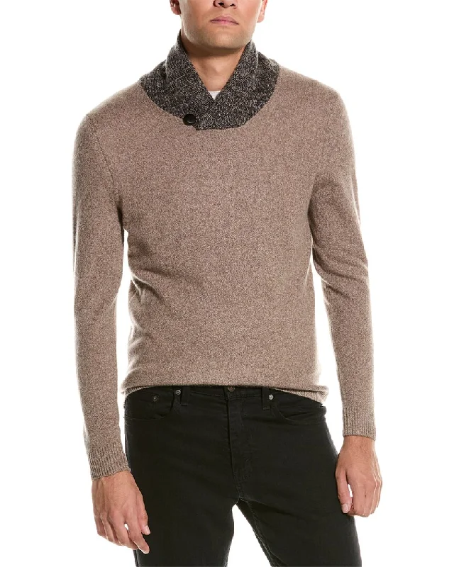 Autumn Cashmere Marled Trim Cashmere Shawl Collar Sweater