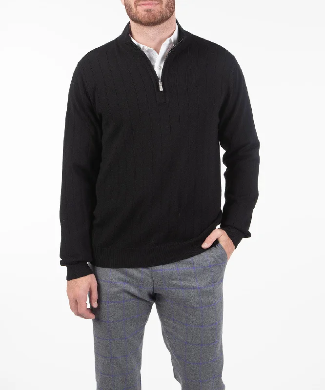 Signature Merino Lined Quarter-Zip Mock Neck Wind Sweater