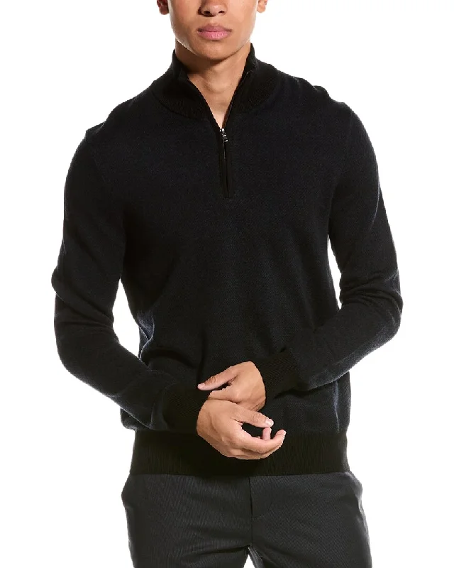 Bruno Magli 1/4-Zip Wool Mock Sweater