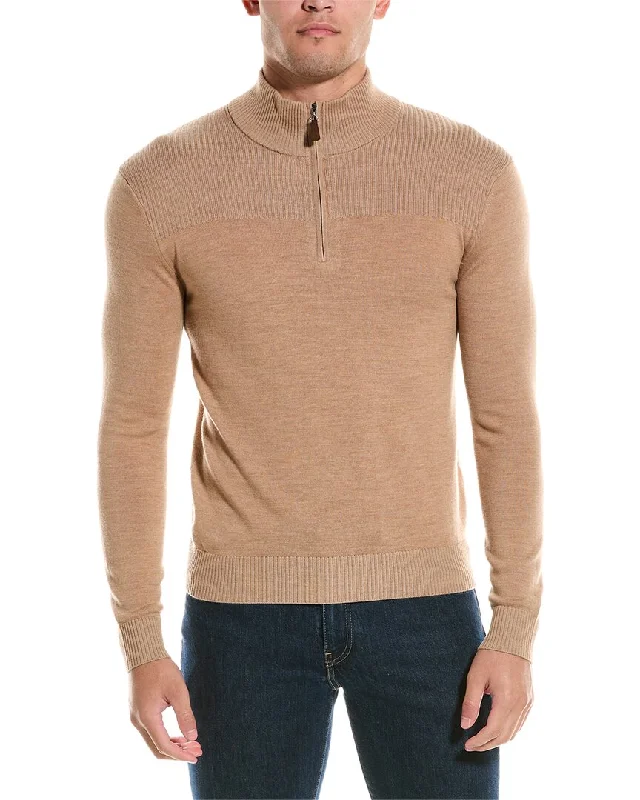 Bruno Magli Plaited Wool 1/4-Zip Sweater