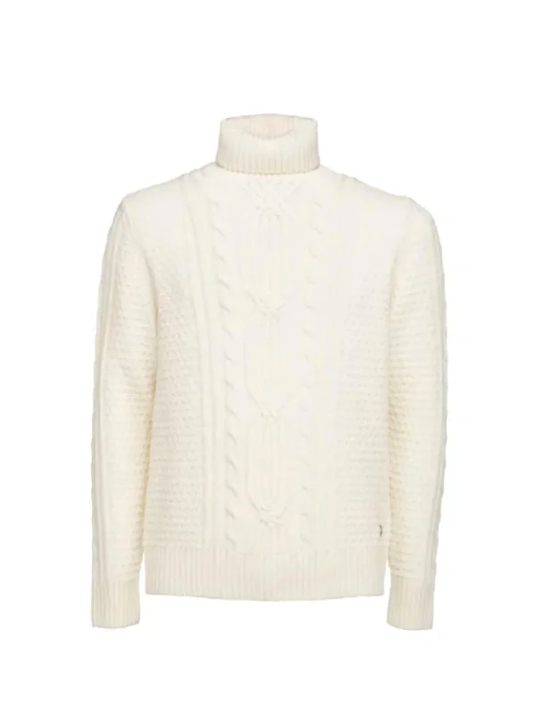 Cable Turtleneck Sweater In Ivory