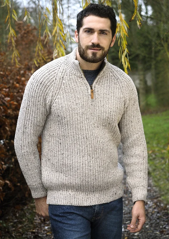 Aran Fisherman's 1/2 zip Sweater | Oatmeal