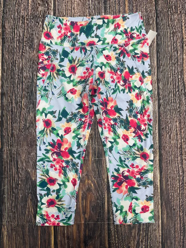 Floral Print Athletic Leggings Capris Apana, Size L