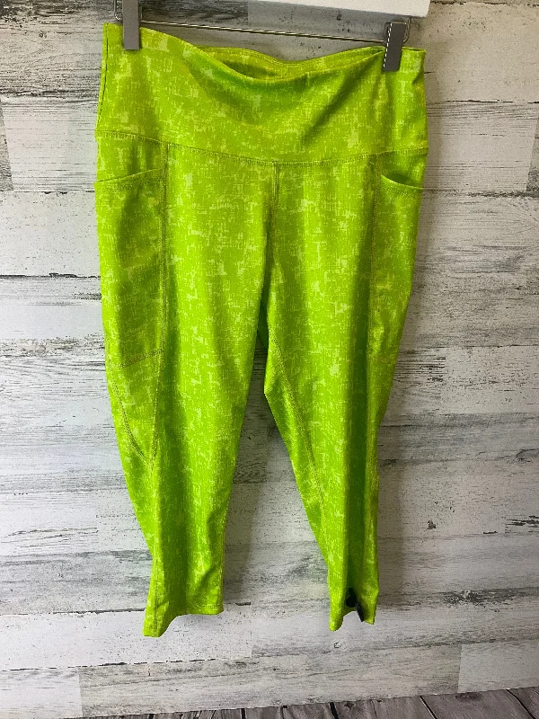 Green Athletic Leggings Capris Adrienne Vittadini, Size L