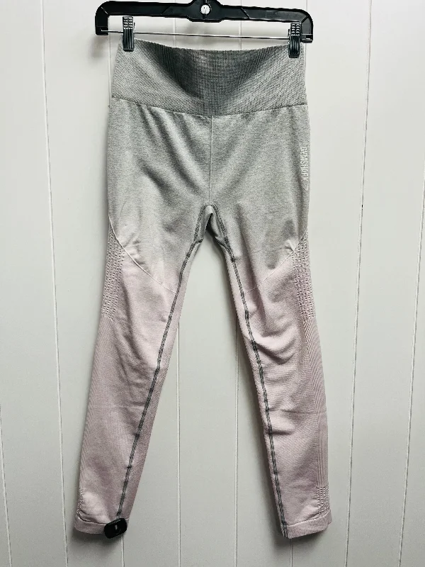 Grey & Pink Athletic Leggings Gym Shark, Size M